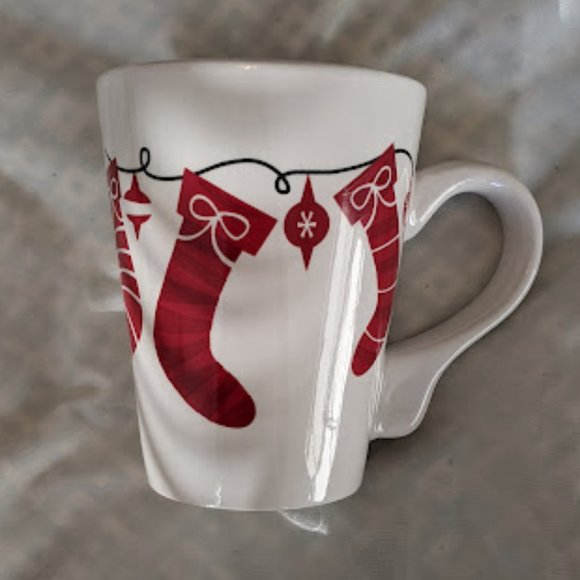 California Pantry Christmas White Mug with Red Stockings - Picture 1 of 6